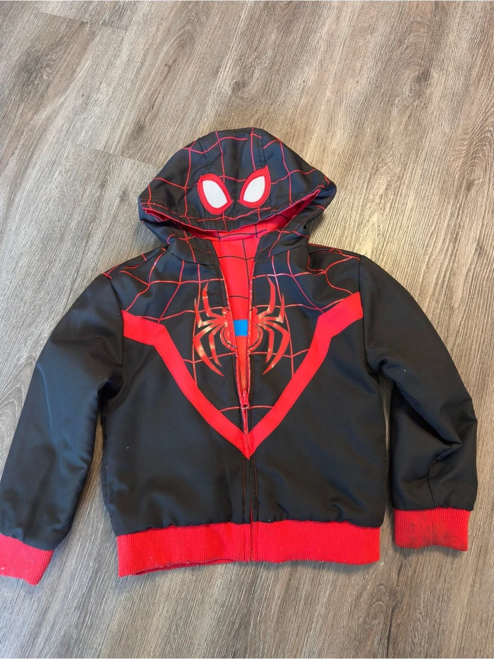 Kids Superhero Spider Hoodie Jacket I in Red and Bluer reversible